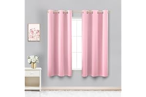 KOUFALL - Cortinas Opacas Rosa empolvado, Cortas, para Dormitorio Infantil y Juvenil, baño, 114 cm de Largo, decoración de Princesas