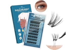 NAGARAKU Pestañas Autoadhesivas 40 Racimos Pestañas Voluminosas Adhesivas Presión Automática Sin Pegamento Ni Removedor Reutilizables Prepegados Aspecto Natural Rollo de Flores (0,07mm C 10-16mm)