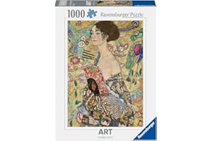 Ravensburger - Puzzle Arte 1000 Pezzi Klimt: Dama Col Ventaglio | Puzzle Per Adulti | Per Tutta La Famiglia | Con Una Misura Di 70x50 Cm | Regalo Adulti | Regali Natale