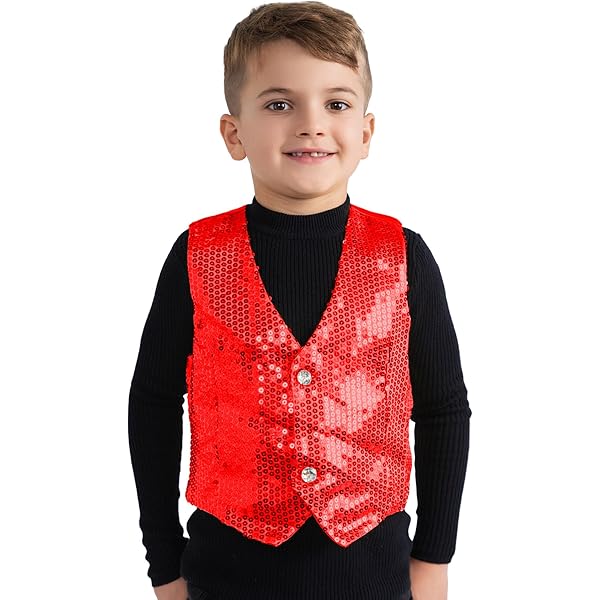 Gilet Di Paillettes Per Ragazzi - Senza Maniche Glitterato Per Dance, Hip Hop E Carnevale - Foto 6