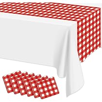 40 Serviettes En Papier Vichy à Carreaux Rouges Et Blancs - 25x25 Cm - Jetables Pour Barbecue, Pique-nique, Fêtes - 4