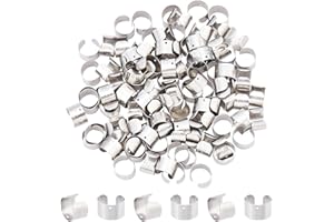 DICOSMETIC 100Pcs Cuff Earrings Findings 11x7mm Small Non Piercing Earrings Stainles Steel Cartilage Cuff Earring with Loop Adjustable Wrap Earring with Word Happy for Men Women, Hole: 0.9mm