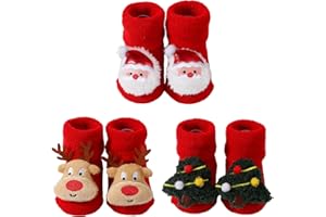 Bseical Rasselsocken Baby Weihnachten, Weihnachtssocken Baby Antirutsch, Baby Socken Weihnachten Kinder, Baumwolle Neugeboren Baby Spielzeug Bauchlage Rattle Rassel Socks
