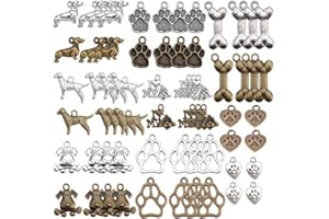SUNNYCLUE 64 pz 16 Stili Pet Dog Puppy Paw Print Orma in Metallo Ciondolo Animale Charm per Collana Fai da Te Bracciale Orecchino Creazione di Gioielli, Senza &