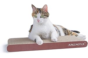 AMZNOVA Durable Flat Cat Scratch Lounge, Colors Series, Narrow, Wood Floor Print