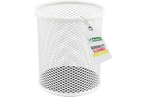 ‎LEVIATAN LEVIATAN Metall Stifteköcher - Stiftehalter rund aus Drahtmetall - Mesh Multifunktions Becher für Kugelschreiber - Stifte Halter für Büro/Schule Ø91 mm, Perlmuttfarben