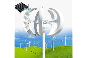 12000W Vindturbingenerator,3-Fas AC Permanent Magnet Generator,12V/24V/48V/110V/220V 5 Blad Vertikal Vindturbinsats Låg Vindhastighet Start med Regulator för Hem, Båt, Husbil,White48V