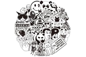 RGBEE Aufkleber 100 Stück, Sticker Schwarz Weiss, Graffiti Wasserfeste Vinyl Sticker Set für Laptop, Koffer, Helm, Motorrad, Skateboard, Snowboard, Auto, Fahrrad, Computer