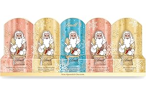 ‎LINDT Lindt Schokolade | Mini-Weihnachtsmänner Glamour | 50g | 5 Mini-X-mas Santas à 10g aus feinster Vollmilchschokolade | festliche Schokoladenfiguren zum Teilen, verschenken & für den Nikolausstiefel