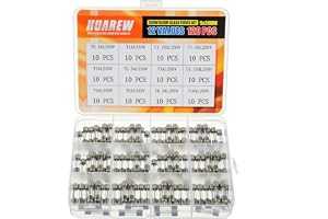 HUAREW 12 värden 120 st 5 x 20 mm långsam blås glassäkring 0,2 x 0,78 tum 250 V volt T0,5 T1 T1.25 T1.6 T2 T2.5 T3 T3 T3.15 T
