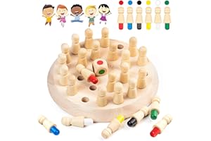 Diealles Shine Jeux de MéMoire en Bois, éChecs de MéMoire pour Enfants Amusant, Jouets éDucatifs Jouets de Couleur Cognitive pour Enfants