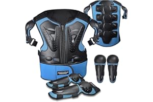 CHCYCLE Equipement Dirt Bike pour Enfants Equipement de Protection pour la Moto Motocross Armor Suit Protections de Poitrine et de Dos, Genoux et Coudes pour Le Cyclisme