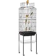 Yaheetech Large Bird Cage Open Play Top Parrot Cage Metal Budgie Cage with Rolling Stand for Medium Canary Cockatiel Cage