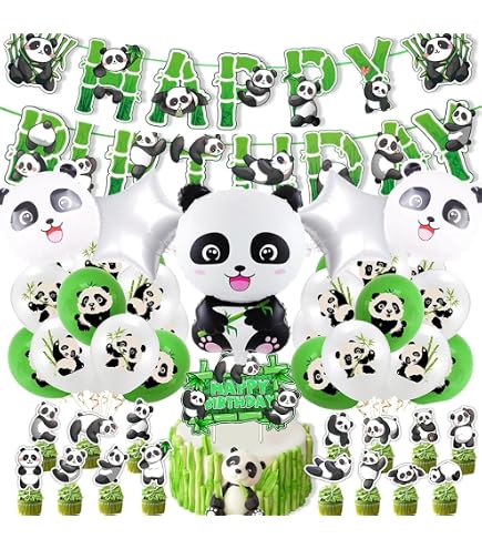65-teiliges Panda-Party-Set – Mit Banner, Ballons, Cupcake-Topper, Tischdecke Für Kindergeburtstag Oder Babyparty