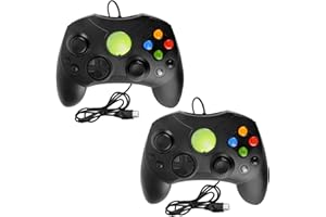 LINGSFIRE Wired Xbox S Controller, 2 Pack Classic Game Controller for Xbox S Type Console, Original Controller Gamepad Joysticks for Xbox Gen.1 Console (Black)