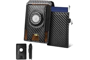 Zhwidnerso Airtag Wallet, Wallet for Men with Detachable Credit Card Holder, Smart Mens Wallet with Airtag Holder & RFID Blocking, Slim Leather Ridge Wallets, Magnetic Closure - Carbon Fiber