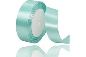 ALOHOVME Nastri Verde Menta 20mm, 23 metri Nastro di Raso Verde Menta per l'imballaggio di regali, Artigianato fai da te, Bows Making, Mazzi di fiori, Palloncini, Festa nuziale e Decorazioni per torte