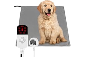 HIULLEN Pet Heating Pad, Dog Heat Pad, Heated Cat Bed, 45x45cm Heated Cat Blanket, Electric Heated Pet Mat With Chew Resistant Cord, 9 Adjustable Temperature & 4 Adjustable Timer, Waterproof for Dogs and Cats