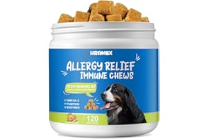 HRAMEX Dog Allergy Relief Immune Chews(Chicken Flavor 120 Count),Soothe Itchy Paws,Anti Dogs,Stop Pawlicking, All Breeds and Sizes