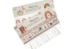 CL&MH Morgen & Abendroutine für Kinder Space/Routineplan mit Sternchen/Routineplan für Kinder/Morgenroutine für Kinder (DIN A4 Tagesplan） (Boho)
