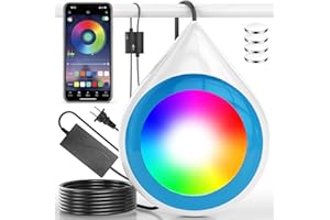 ROLEADRO Luces Piscina led RGB IP68 12V que cambian de color, luces de piscina sumergibles, regulables, foco para piscina con APP control, compatible con marco de acero, cable de 5M