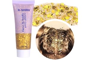 ‎GL-TURELIFES GL-Turelifes Chunky Glitter Gel Glitter Body Gel Festival Glitter Cosmetic Face Hair Nails Makeup Mermaid Sequins Liquid Eyeshadow Long Lasting