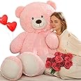 MorisMos XXL Giant Teddy Bear 150cm, Big Pink Valentines Teddy for Girlfriend, 1.5m Cuddly Massive Soft Bear, Large Fluffy Teddies Plush Toy Gift for Kids Wife Birthday Valentines Day Deco