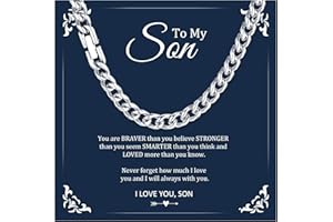 XUANPAI Mens Gifts To My Son Chain Necklace - Son Gifts from Mum Dad Silver Chain Mens Cuban Chain Happy Birthday Graduation Gifts for Son Jewellery Presents from Mother Father I Love You Gifts for Him