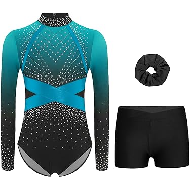 DE iEFiEL Mädchen Langarm Turnanzug Gymnastikanzug mit Sport Hose Tanzkostüm