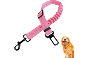DONWEI Cintura Sicurezza Cani Auto, Cintura per Cani Auto Regolabile Elastico, Cintura Cane Auto Riflettente per Cani e Gatti (53-83CM, Rosa)