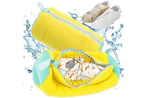 Zamety worek na pranie, torba na buty wielokrotnego użytku, zamykane na zamek błyskawiczny torby na pranie i czyszczenie 360°, kolor żółty, do pralki