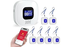 WIOONI Bouton Alarme Personne Agee, Systeme Alarme Maison, kit Defense 1 Récepteurs 6 Émetteurs, Compatible avec l'application Smart Life/Alexa