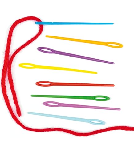 30 aghi da cucito in plastica, multicolore, per bambini, 9 cm