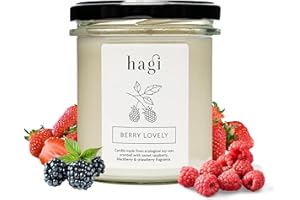 Hagi Berry Lovely Candela Di Soia, Tempo Di Combustione Circa 75 h, Candela Profumata In Un Bicchiere, Cera Di Soia Ecologica, Profumo Di Fiori E Lamponi, Cosmetici Vegani