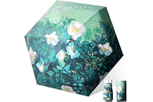 PLUSHCEWT Ombrello Sole Anti UV,Ombrello Pieghevole Antivento,UPF>50+ Ombrello da Sole/Pioggia,Ombrello da Borsa,6 Costole Forte Mini Ombrello da Viaggio Pieghevole