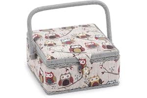 Hobby Gift Mrs 95 Costurero pequeño Exclusivo, Caja de Almacenamiento para Manualidades, Bandeja para Accesorios, alfiletero, Mango de PVC, 20 x 20 x 11 cm, búho, 20 x 20 x 11cm