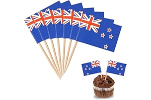 ‎YXHZVON YXHZVON Neuseeland Flagge Zahnstocher, 100 Stück Cocktail Stick Flaggen Mini-Flagge Cupcake Toppers Stick für Party Food Cake Obst Geschirr Party Pub Dekoration