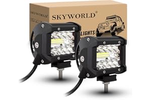 SKYWORLD 2Pcs 4 Pouces 10 cm 60W Phare de Travail led 12V 24V projecteur lumière Spot inondation Feux de Travail Etanche IP67 Rampe de Phare led pour 4X4 Voiture Camion Tracteur SUV Bateau