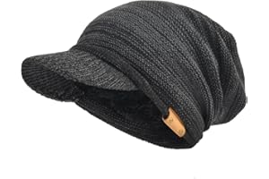 VECRY Homme Femme Bonnet Épais Toison Doublé Tricoter Chapeaux Bonnets Visière