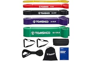 TOMSHOO Resistance Loop Bands, Pull Up Assist Bands Natural Latex for CrossFit, Stretching, Powerlifting, Gym, Yoga, Exercise Bands to Full Body Workout for Men/Women with Carry Bag