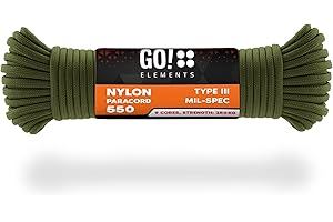 GO!elements Paracord da Corda Nylon - 4mm Paracord 550 Originale Typ III - Adatto Come Corda Militare & Corda per Altalena | Max. 250kg