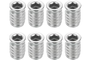 sourcing map 8Pcs Threaded Inserts Nuts, M6x17mm Hex Socket Drive Nut Inserts for Wood - 304 Stainless Steel Screws Furniture Screw in Nuts Bolt Fastener Connector Wood