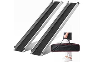 FACHNUO TOOL FACHNUO Rampe Télescopique pour Fauteuils Roulants 123 cm Rampe en Aluminium (Charge 272 kg) avec Sacs en Textile - pour escaliers, marches, Portes, Lot de 2