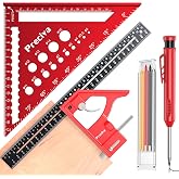 Carpentry Kit, Multifunctional Carpenter Square, Carpenter's Pencils with Sharpener and Case, Metal Ruler with Bubble Level f