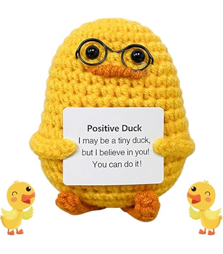 Anatra Lavorata A Maglia Positiva - Bambola In Lana Con Messaggio Motivazionale, Idea Regalo Carina - Foto 10