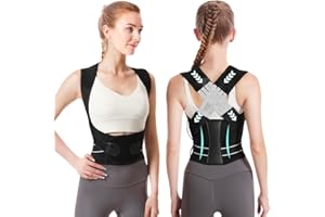 SOARFLY Ceinture lombaire pour homme et femme - Ceinture pour dos droit - Correcteur de posture confortable et respirant - Ceinture de posture réglable pour soutenir la nuque, le dos et les épaules -