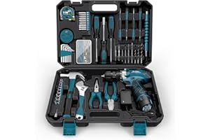 Sundpey Taladro Atornillador 12V - Caja Herramientas Completa 206 Piezas con Taladro Eléctrico Compacto, Juego Herramientas para el Hogar, Bricolaje, para Reparación de Casas, Oficinas y Jardines