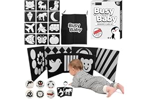 DS Brands Black And White Baby Sensory Card Set For Babies 0-6 Months - High Contrast Sensory Flashcards, Folding Boards, Stickers & Storage Bag - Newborn Educational Toy- Stocking Fillers Shower Gift
