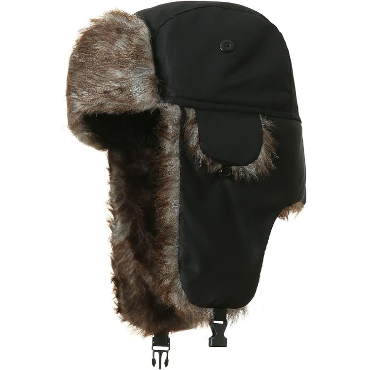 Chapeau Trappeur Fourrure WHSPORT - Cache-Oreilles Hiver Homme/Femme