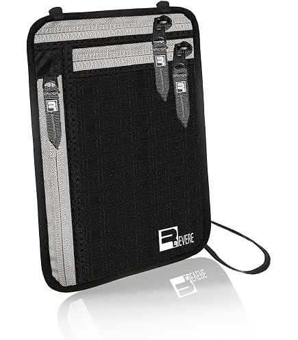 Portefeuille De Cou De Voyage Avec Blocage RFID – Pochette Passeport Organizer – Noir PVC à Damier